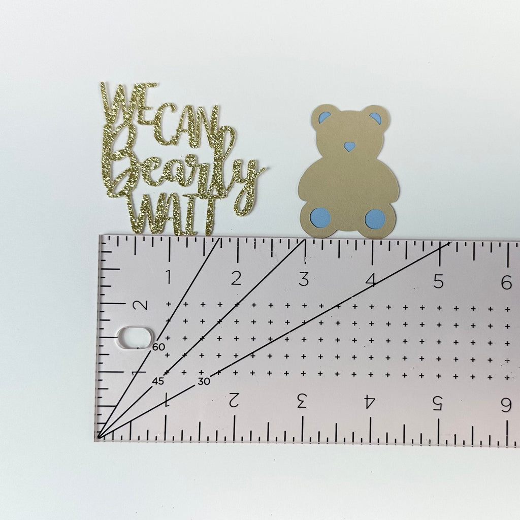 We Can Bearly Wait Cupcake Toppers - 12 pack / Bear Baby Shower Toppers - Blue