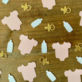 Pink and Gold Baby Shower Confetti: Onesies, Pacifiers, Bottles (100 Pieces)