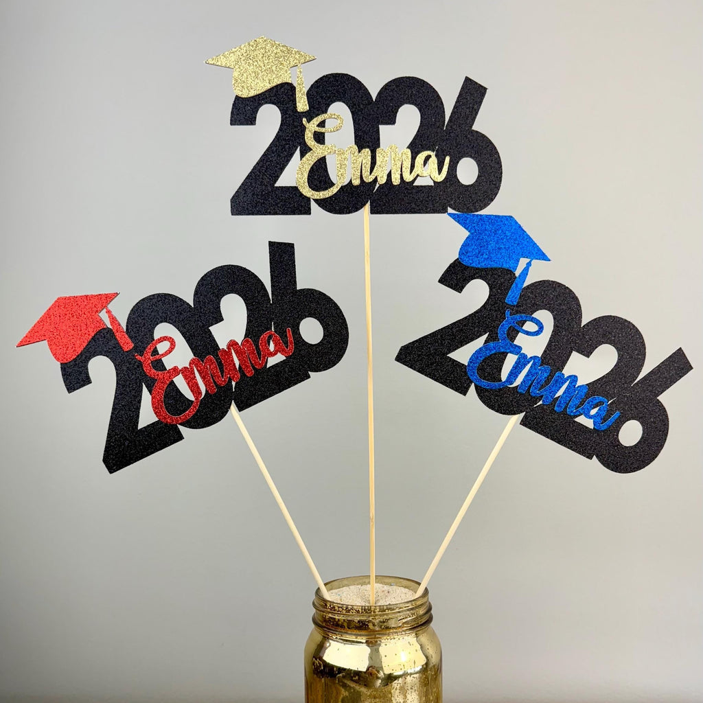 Set of 3 2026 Graduation Centerpiece Sticks • Senior Grad Party Decorations