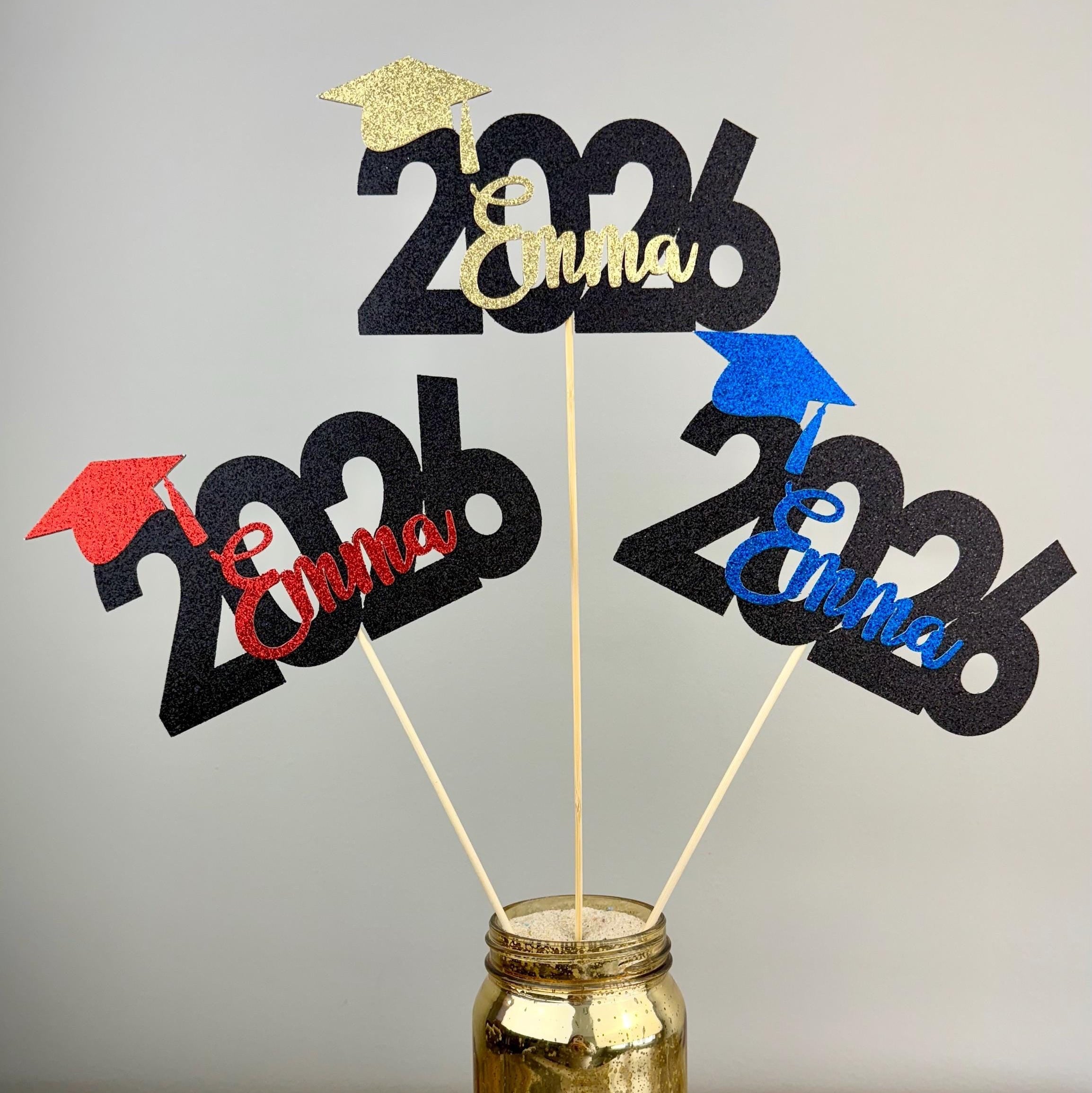 Set of 3 2026 Graduation Centerpiece Sticks • Senior Grad Party Decorations