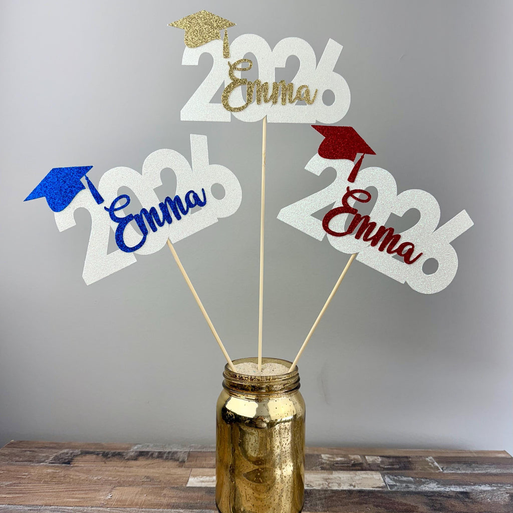 Set of 3 2026 Graduation Centerpiece Sticks • Senior Grad Party Decorations