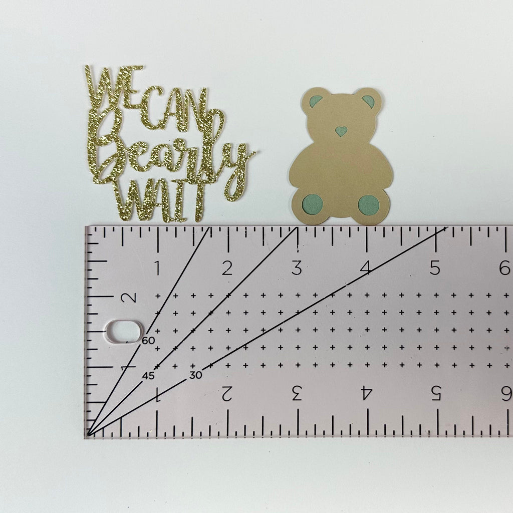 We Can Bearly Wait Cupcake Toppers - 12 pack / Bear Baby Shower Toppers - Sage