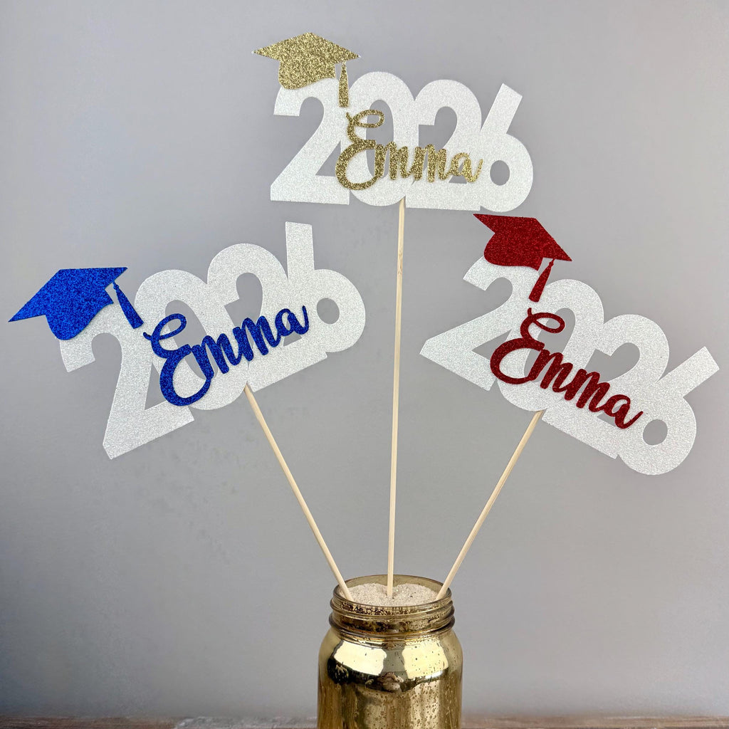 Set of 3 2026 Graduation Centerpiece Sticks • Senior Grad Party Decorations