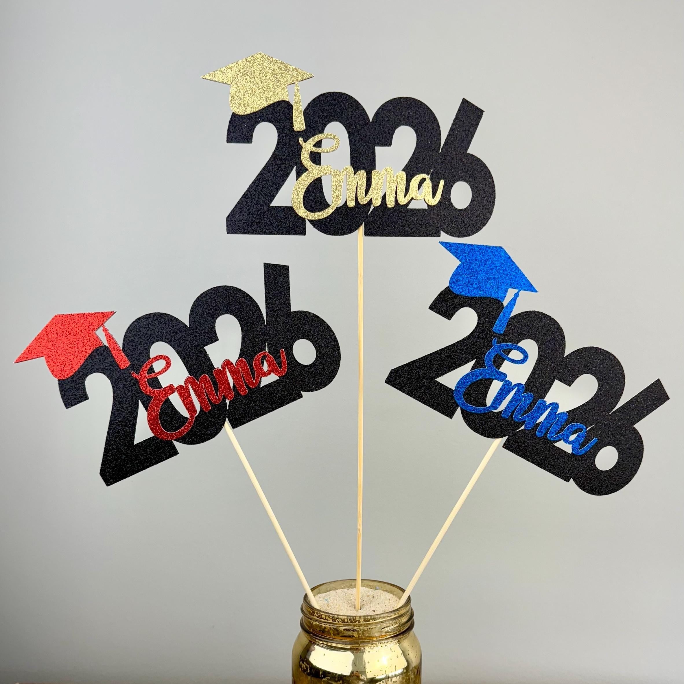 Set of 3 2026 Graduation Centerpiece Sticks • Senior Grad Party Decorations