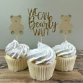 We Can Bearly Wait Cupcake Toppers - 12 pack / Bear Baby Shower Toppers - Sage